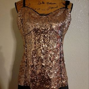 Venus Sequin Rose Gold/Copper dress L